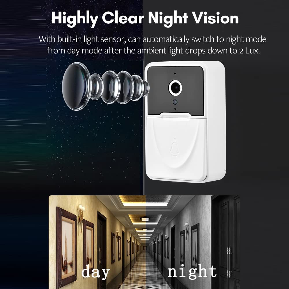 Smart Doorbell Wireless Video Doorbell Camera Visual Smart Security Doorbell with Motion Detection Night Vision 2-Way