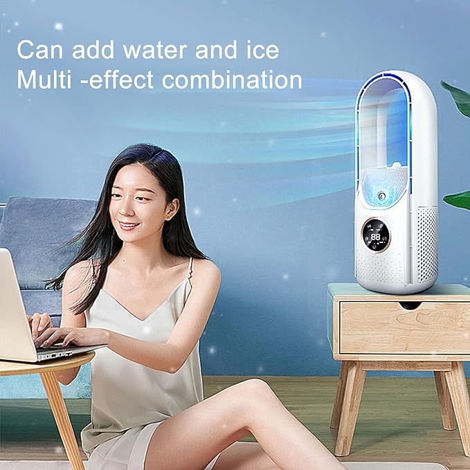 New Portable Air Cooler Leafless Spray Electric Fan 6 Speed