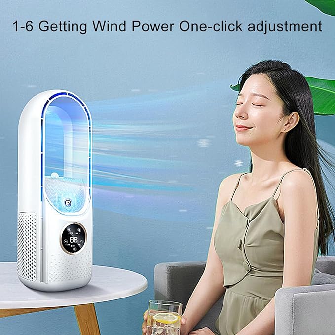 New Portable Air Cooler Leafless Spray Electric Fan 6 Speed